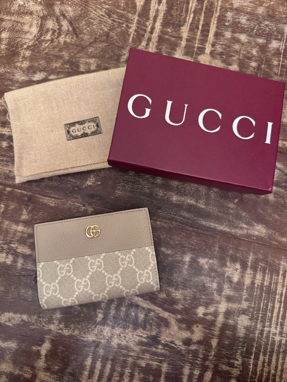 Gucci GG Marmont Bi-Color Small Wallet Full Set + COA